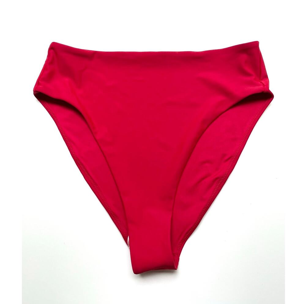 Quince Italian High-Rise High-Leg Bikini Bottom Swim Cherry Red Size Large NEW